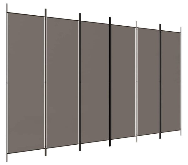 6 paneles antracitszürke szövet térelválasztó 300x200 cm