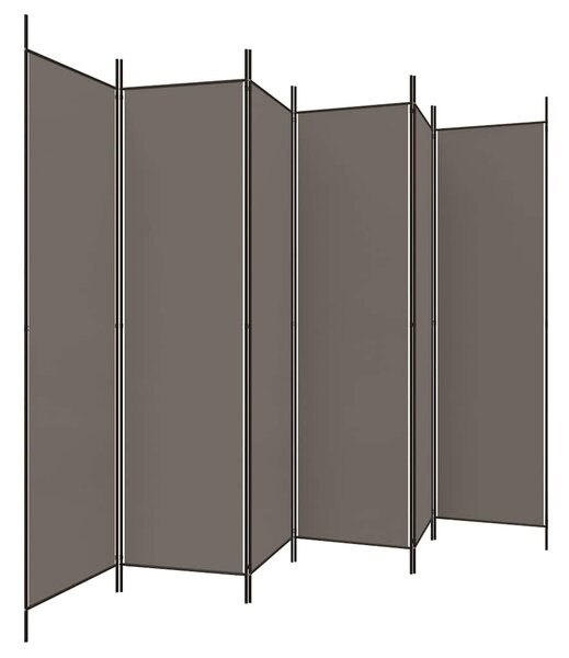 6 paneles antracitszürke szövet térelválasztó 300x200 cm