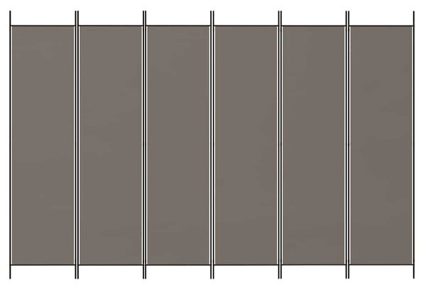 6 paneles antracitszürke szövet térelválasztó 300x200 cm