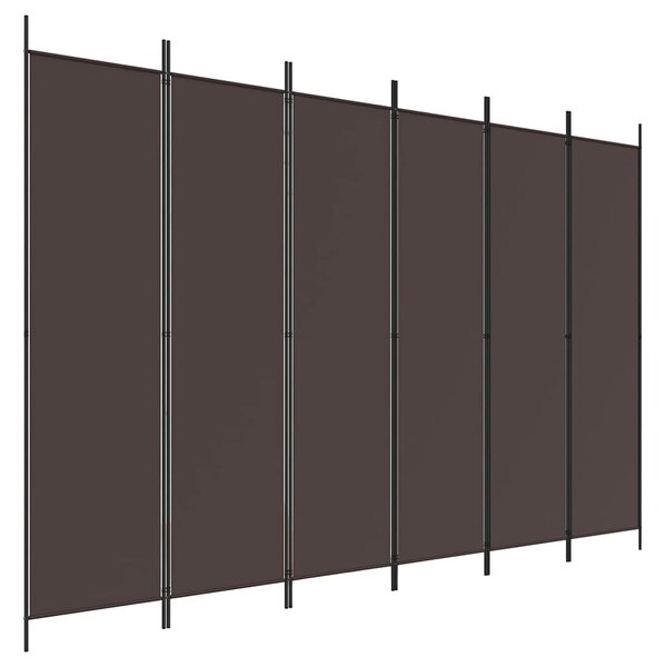 6 paneles barna szövet paraván 300x200 cm