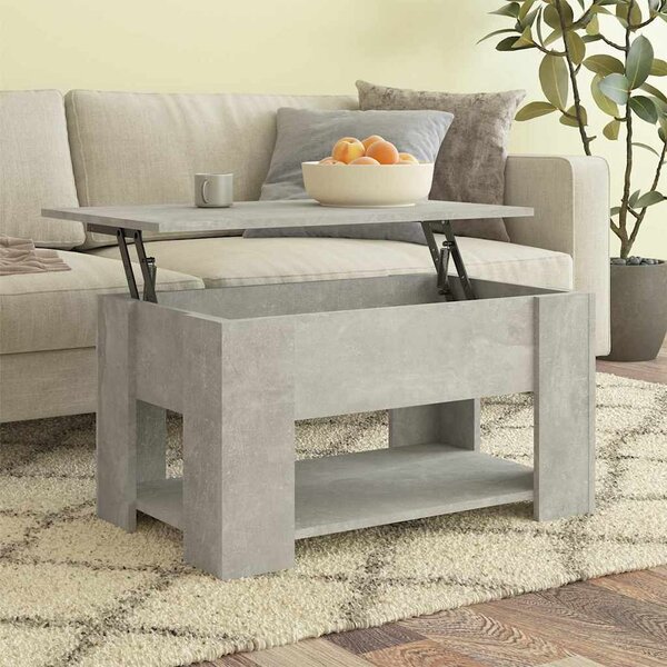 Betonszürke szerelt fa dohányzóasztal 79x49x41 cm