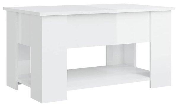 Magasfényű fehér szerelt fa dohányzóasztal 79x49x41 cm