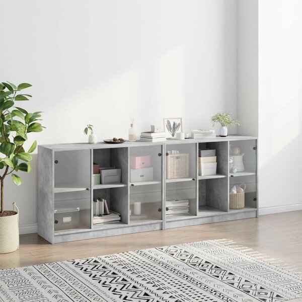 VidaXL Könyvespolc - 12 Rekeszes - Betonszürke - 204x37x75 cm