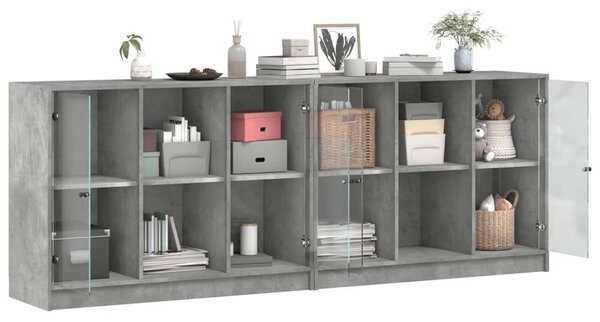 VidaXL Könyvespolc - 12 Rekeszes - Betonszürke - 204x37x75 cm
