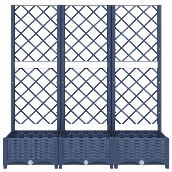 Kékszürke PP rácsos kerti ültetőláda 120 x 40 x 121,5 cm