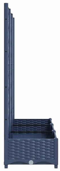 Kékszürke PP rácsos kerti ültetőláda 120 x 40 x 121,5 cm