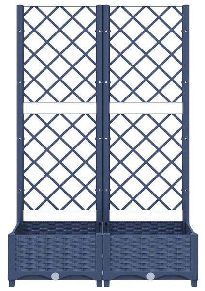 Kék-szürke kerti virágláda ráccsal 80 x 40 x 121,5 cm PP