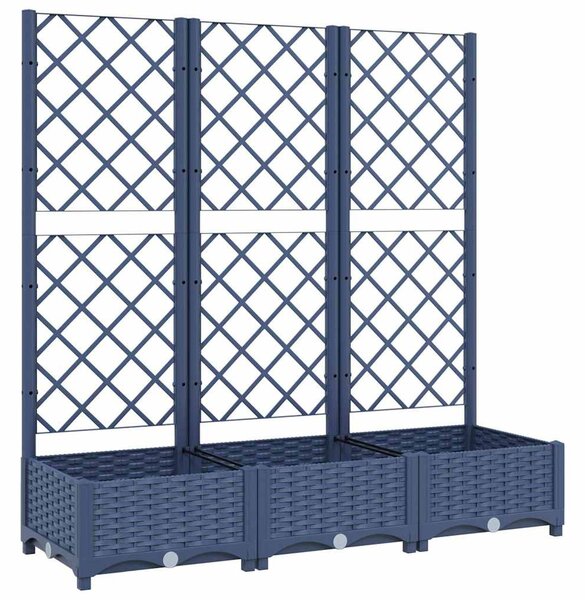 Kékszürke PP rácsos kerti ültetőláda 120 x 40 x 121,5 cm