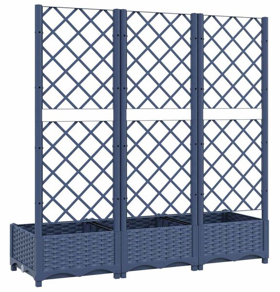 Kékszürke PP rácsos kerti ültetőláda 120 x 40 x 121,5 cm