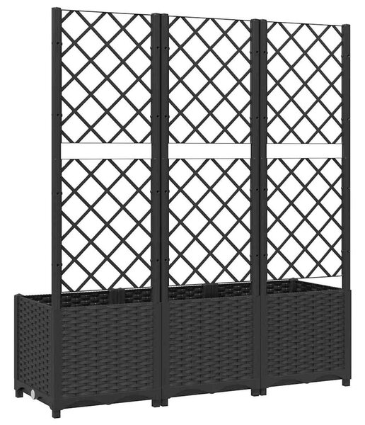 Fekete kerti virágláda ráccsal 120 x 40 x 136 cm PP