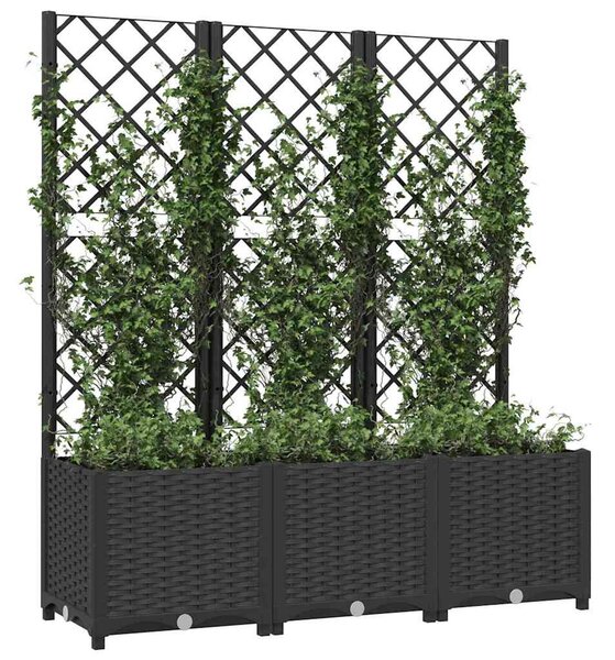 Fekete kerti virágláda ráccsal 120 x 40 x 136 cm PP