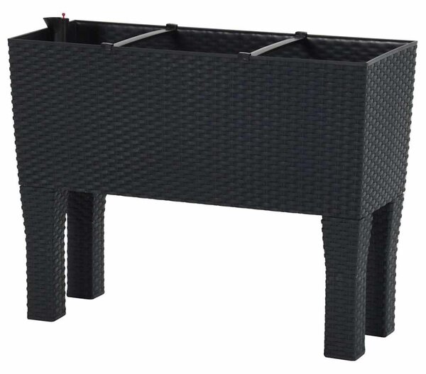 Antracitszürke polipropilén rattan kerti magaságyás 60x25x46 cm