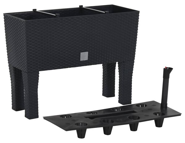 Antracitszürke polipropilén rattan kerti magaságyás 60x25x46 cm
