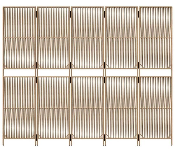 5-Paneles Polyrattan Térelválasztó - Bézs - 245x200cm
