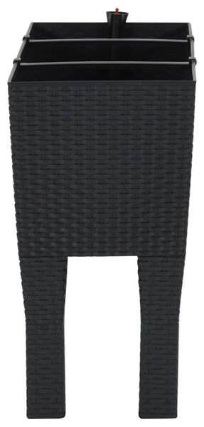 Antracitszürke polipropilén rattan kerti magaságyás 60x25x46 cm