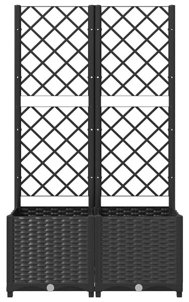 Fekete kerti virágláda ráccsal 80 x 40 x 136 cm PP