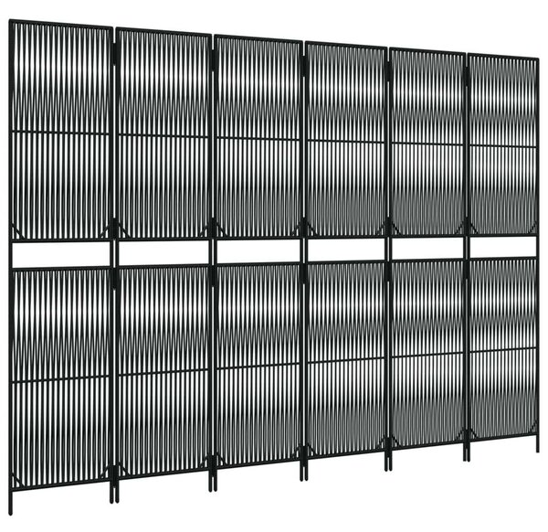 VidaXL Polyrattan Térelválasztó - Fekete - 6 Panel - 294x200cm