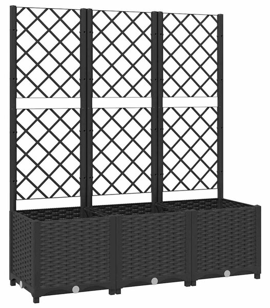 Fekete kerti virágláda ráccsal 120 x 40 x 136 cm PP