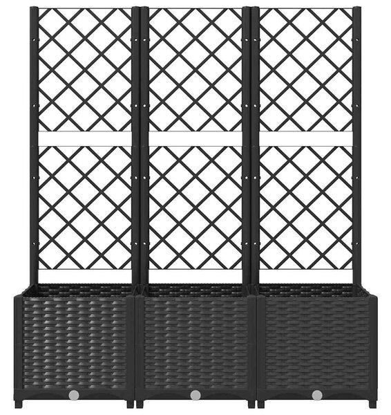 Fekete kerti virágláda ráccsal 120 x 40 x 136 cm PP