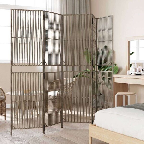 VidaXL Polyrattan Térelválasztó - 5 Panel - Szürke - 245x200cm