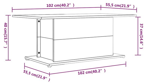 Füstös tölgy színű fatermék dohányzóasztal 102x55,5x40 cm