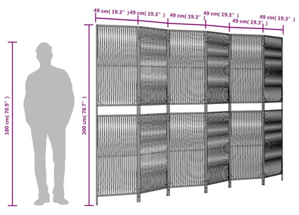 VidaXL Polyrattan Térelválasztó - Barna - 6 Panel - 294x200cm