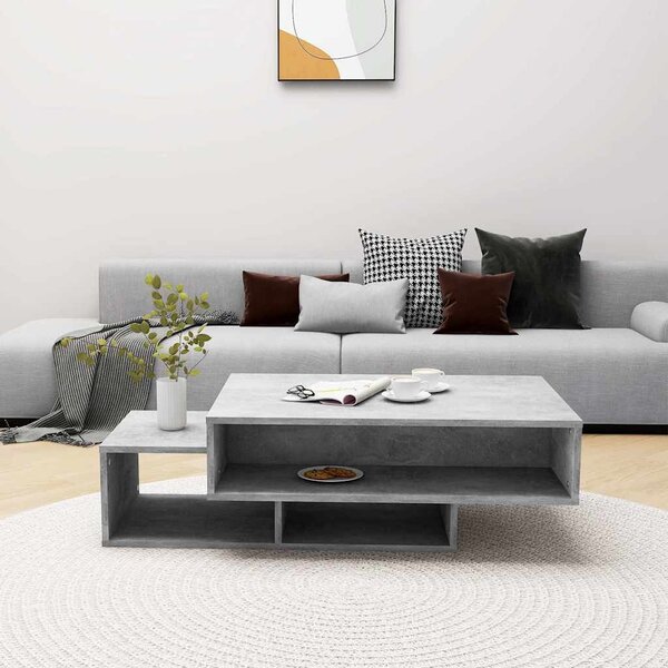 Betonszürke szerelt fa dohányzóasztal 105 x 55 x 32 cm