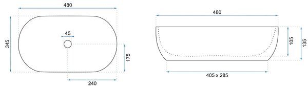 Rea Amelia Wood, asztali mosogató 480x345x135 mm, fautánzat-matt barna, REA-U5060