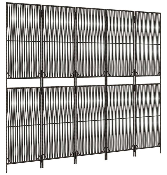VidaXL Polyrattan Térelválasztó - 5 Panel - Szürke - 245x200cm