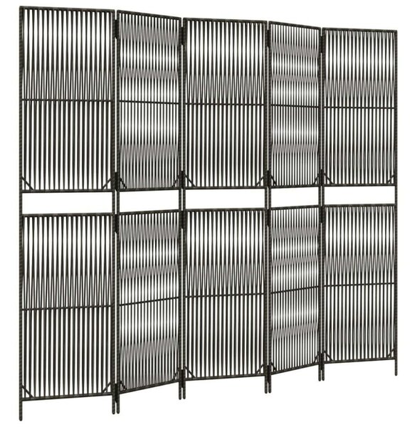 VidaXL Polyrattan Térelválasztó - 5 Panel - Szürke - 245x200cm