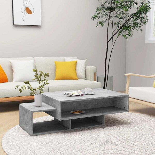 Betonszürke szerelt fa dohányzóasztal 105 x 55 x 32 cm