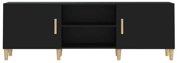 Fekete szerelt fa TV-szekrény 150 x 30 x 50 cm