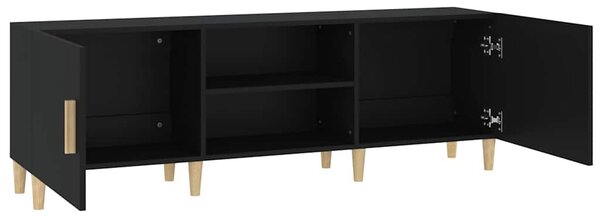 Fekete szerelt fa TV-szekrény 150 x 30 x 50 cm