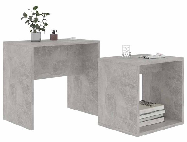 Betonszürke szerelt fa dohányzóasztal szett 48 x 30 x 45 cm