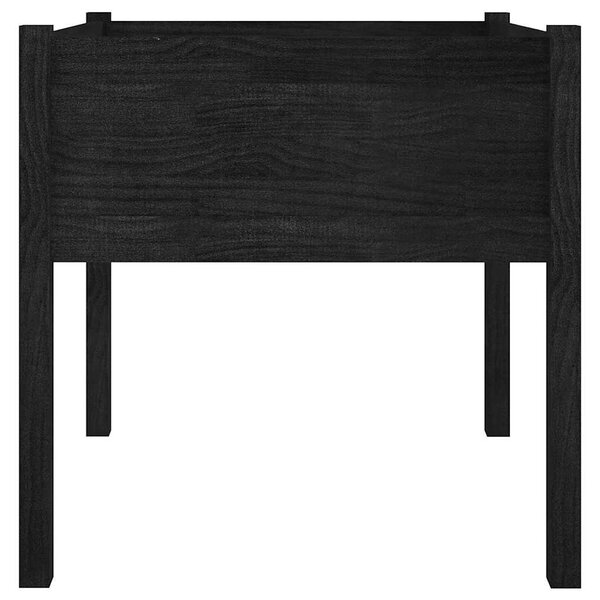 2 db fekete tömör fenyőfa kerti virágtartó 70 x 70 x 70 cm