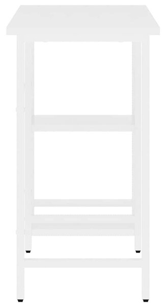 Fehér MDF és fém számítógépasztal 80 x 40 x 72 cm