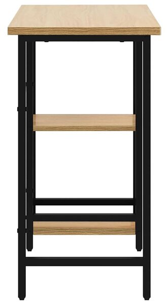Fekete-tölgyszínű MDF és fém számítógépasztal 80 x 40 x 72 cm