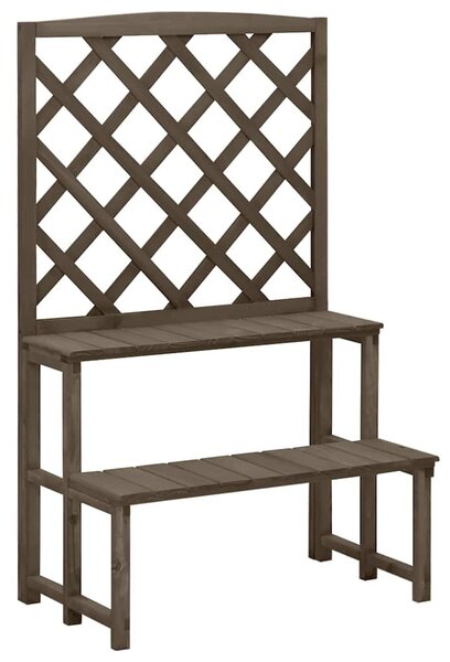 Szürke tömör fenyőfa rácsos virágtartó állvány 70 x 42 x 115 cm