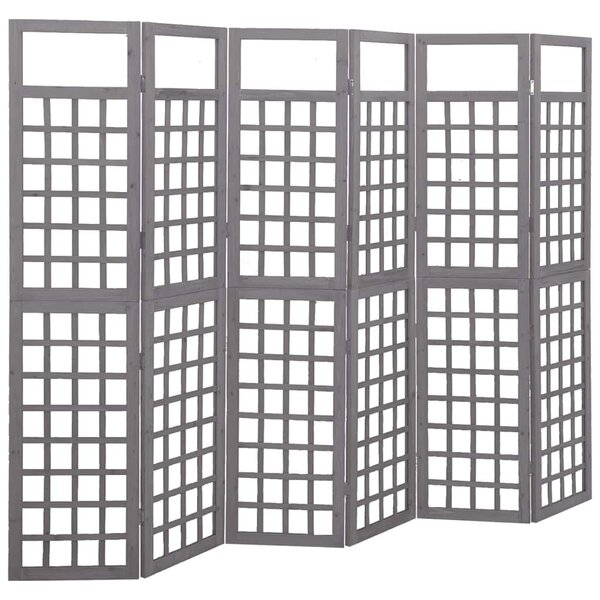 6 paneles szürke fenyőfa térelválasztó/lugasrács 242,5 x 180 cm