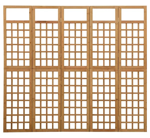 5 paneles tömör fenyőfa térelválasztó/lugasrács 201,5 x 180 cm