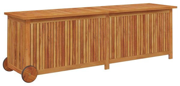 Tömör akácfa kerti tárolóláda kerekekkel 150 x 50 x 58 cm
