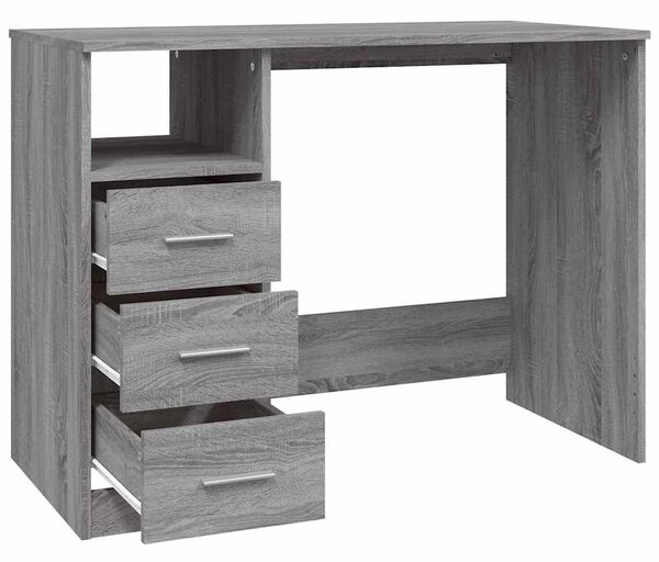 Szürke sonoma színű szerelt fa íróasztal 102x50x76 cm