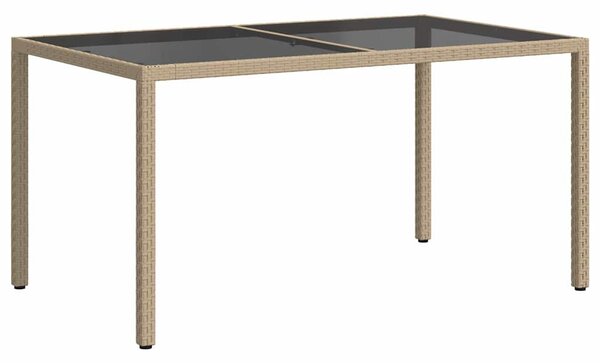 Bézs polyrattan és edzett üveg kerti asztal 150 x 90 x 75 cm