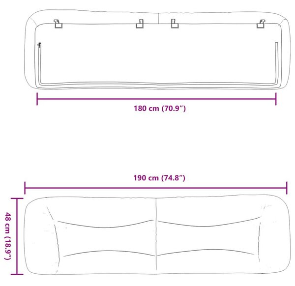 Fejtámla Párna - Műbőr - 180 cm