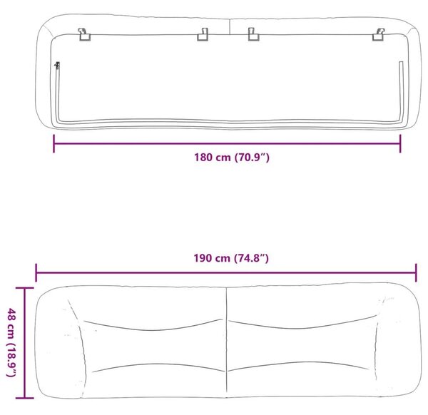 VidaXL kék szövet fejtámla párna 180 cm