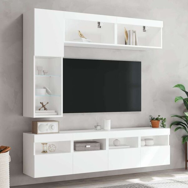 VidaXL Falra Szerelhető LED-es TV Szekrény Szett - 6 részes - Fehér