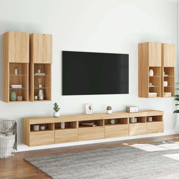 VidaXL Falra Szerelhető TV Szekrény Szett - 7 Rész, Sonoma Tölgy