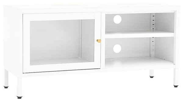 Fehér acél és üveg TV-szekrény 90 x 30 x 44 cm