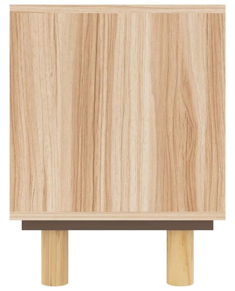 Barna tömör fenyő és természetes rattan TV-szekrény 80x30x40 cm