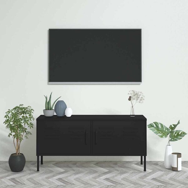 Fekete acél TV-szekrény 105 x 35 x 50 cm
